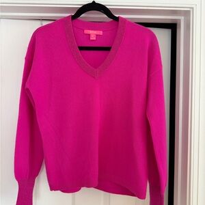 Lilly Pulitzer Bright Pink V-Neck Cashmere Sweater